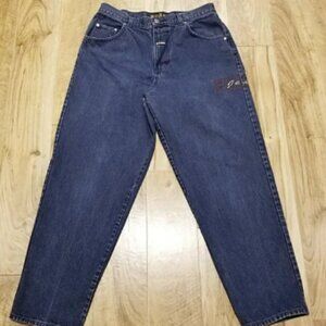Vintage 90s Boss Jeans Loose Tapered Denim Blue Jean 36 Hip Hop Spell Out 35x31